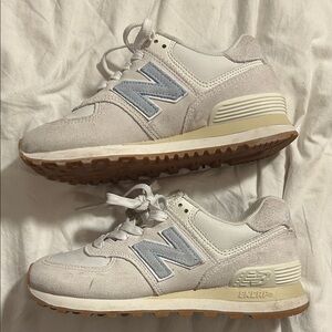 New Balance White and Light Gray Sneakers